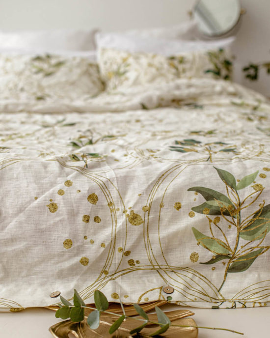 Botanical linen duvet cover