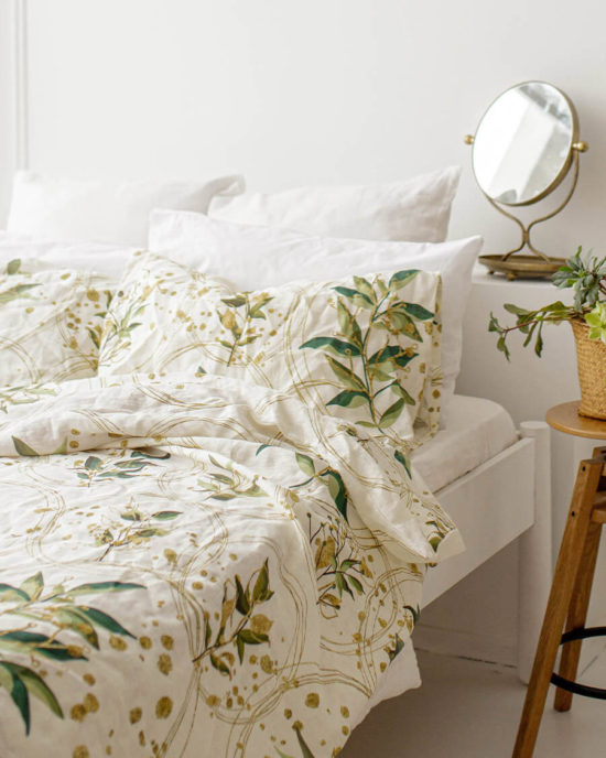 Botanical linen duvet cover
