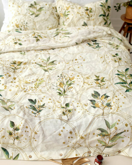 Botanical linen duvet cover
