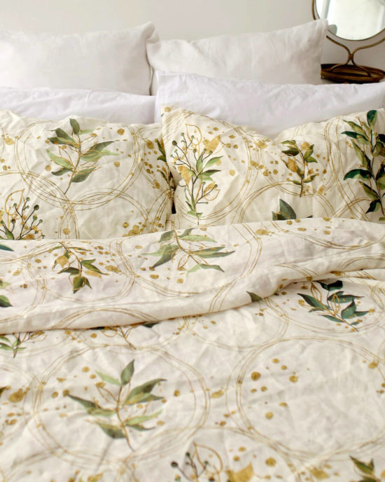 Botanical linen duvet cover