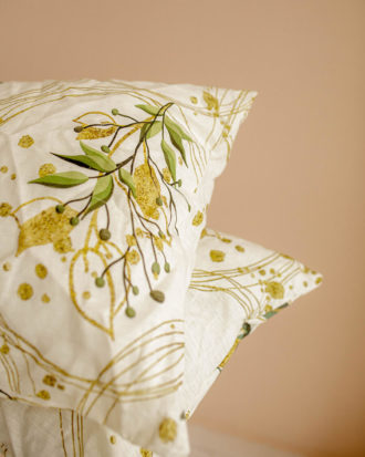 Botanical linen pillowcase