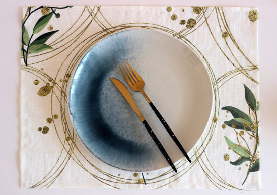 Botanical linen placemat