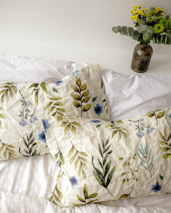 Floral linen pillowcase