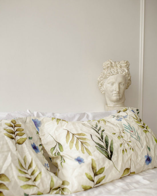 Floral linen pillowcase
