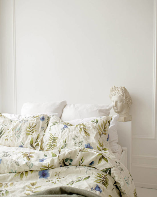 Floral linen pillowcase