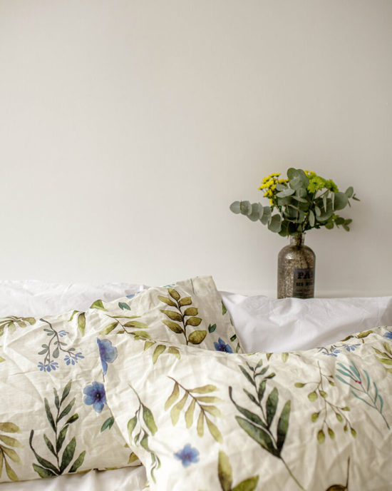 Floral linen pillowcase