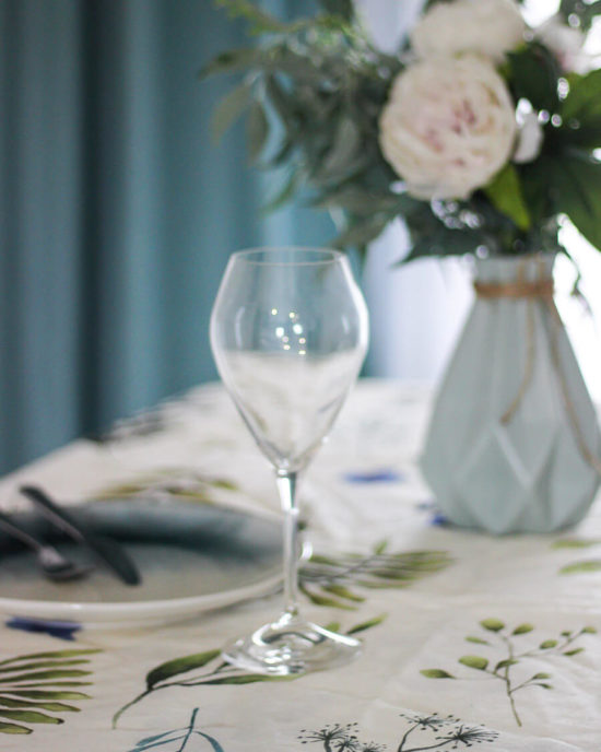 Floral linen tablecloth