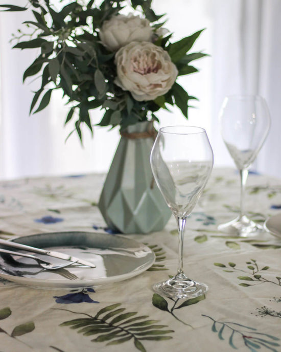 Floral linen tablecloth