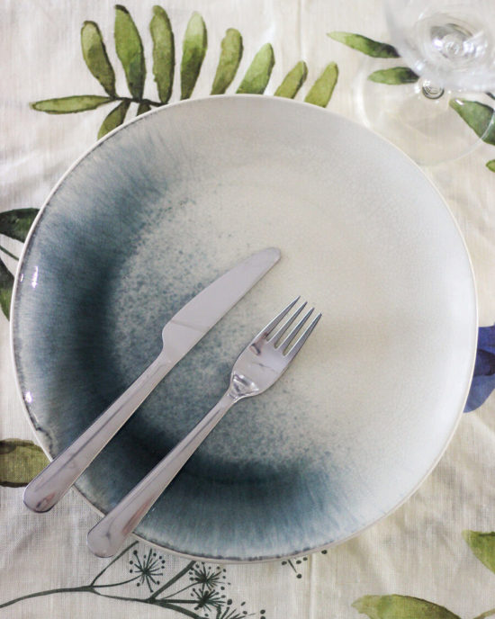 Floral linen tablecloth