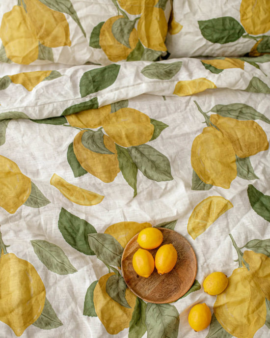 Lemons linen pillowcase