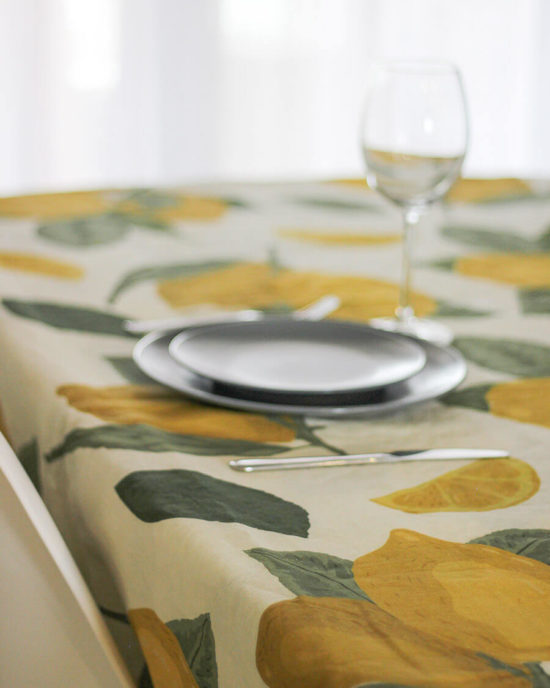 Lemons linen tablecloth-8