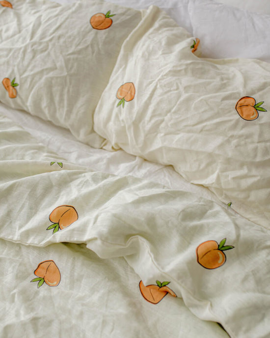 Peaches linen duvet cover