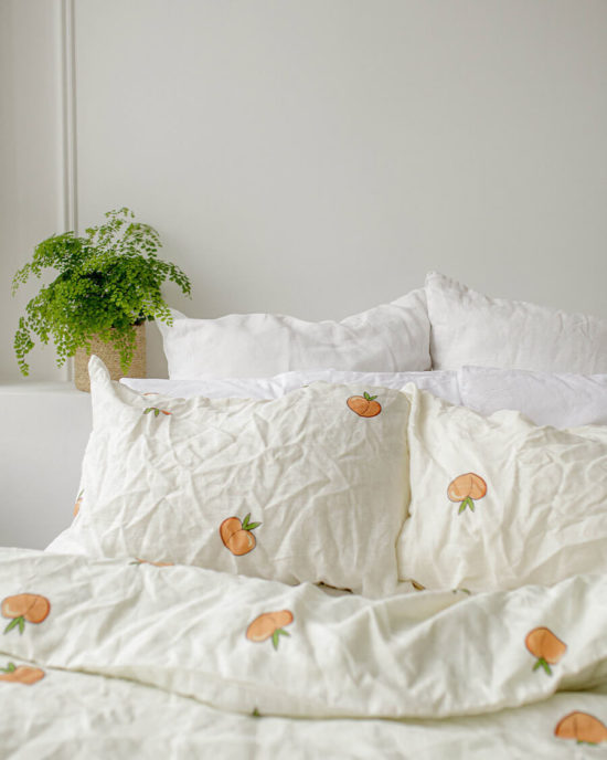 Peaches linen duvet cover