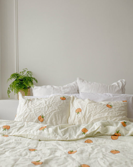 Peaches linen duvet cover