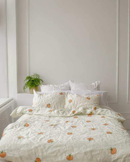 Peaches linen duvet cover