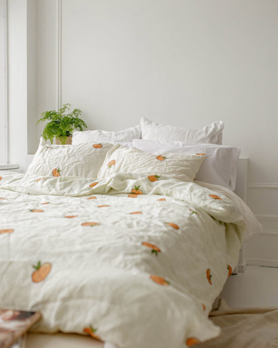 Peaches linen duvet cover