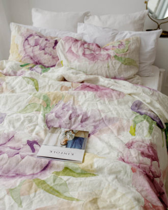 Peonies linen duvet cover