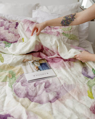 Peonies linen duvet cover