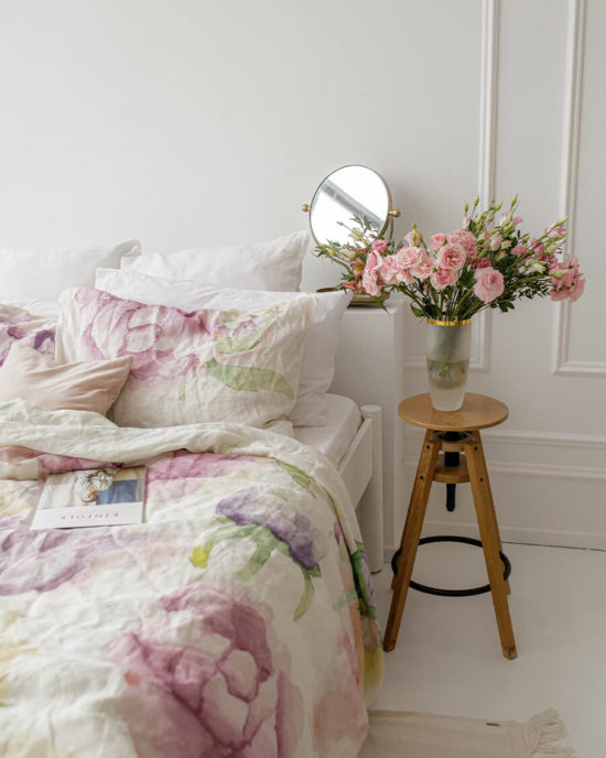 Peonies linen duvet cover