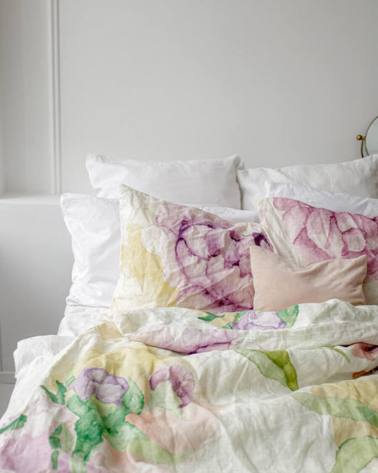 Peonies linen duvet cover