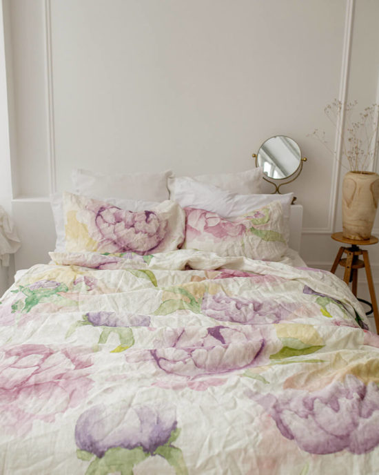 Peonies linen duvet cover