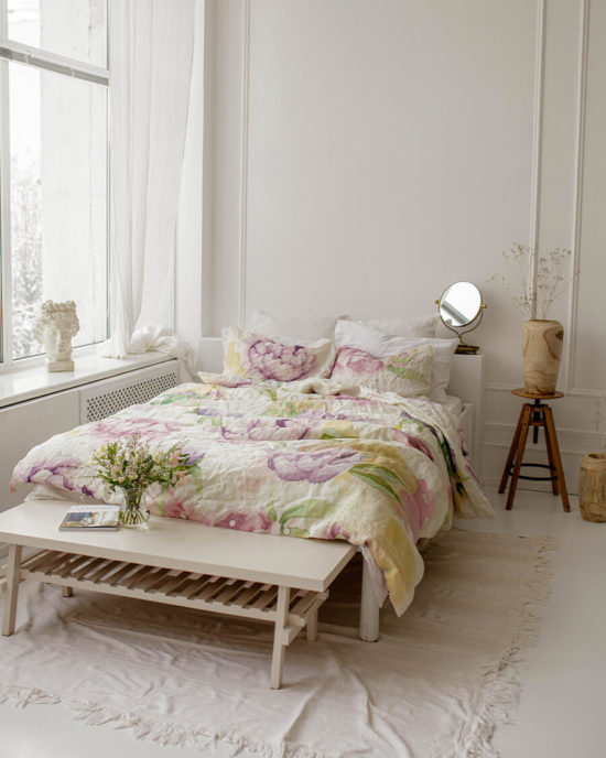 Peonies linen duvet cover