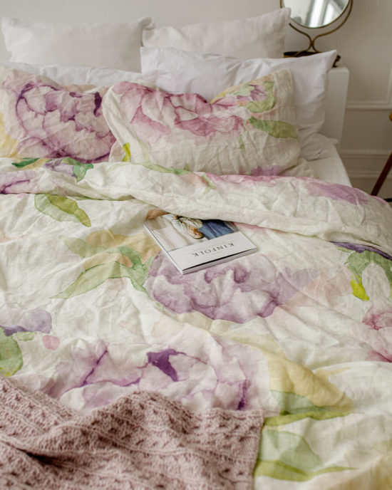 Peonies linen duvet cover