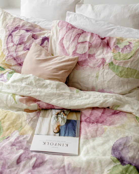 Peonies linen pillowcase
