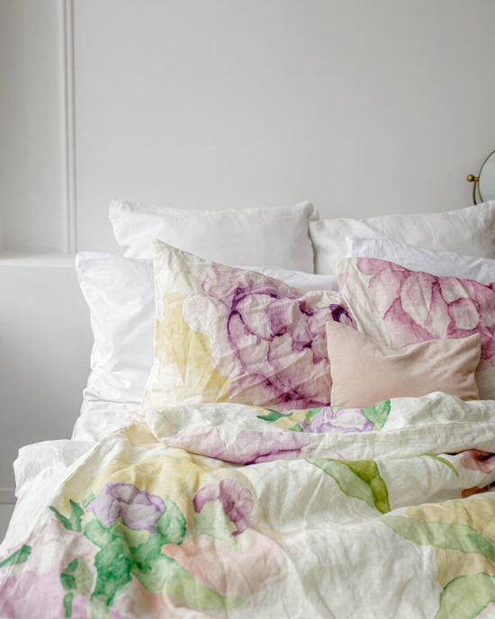 Peonies linen pillowcase