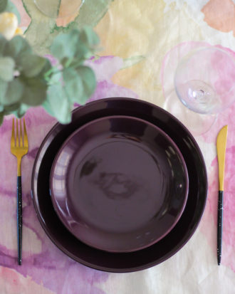 Peonies linen tablecloth